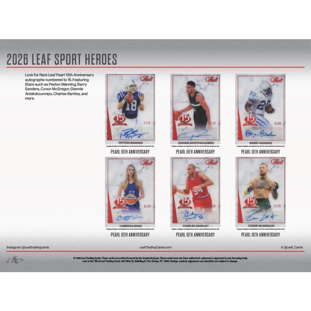 2026 Leaf Sport Heroes Multi-Sport Hobby, 10 Box Case