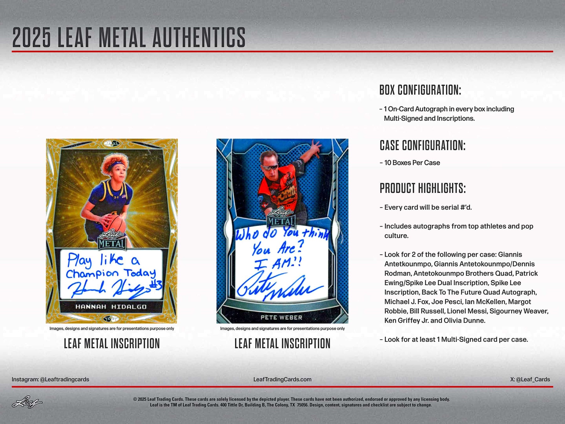 2025 Leaf Metal Authentics Hobby, 10 Box Case