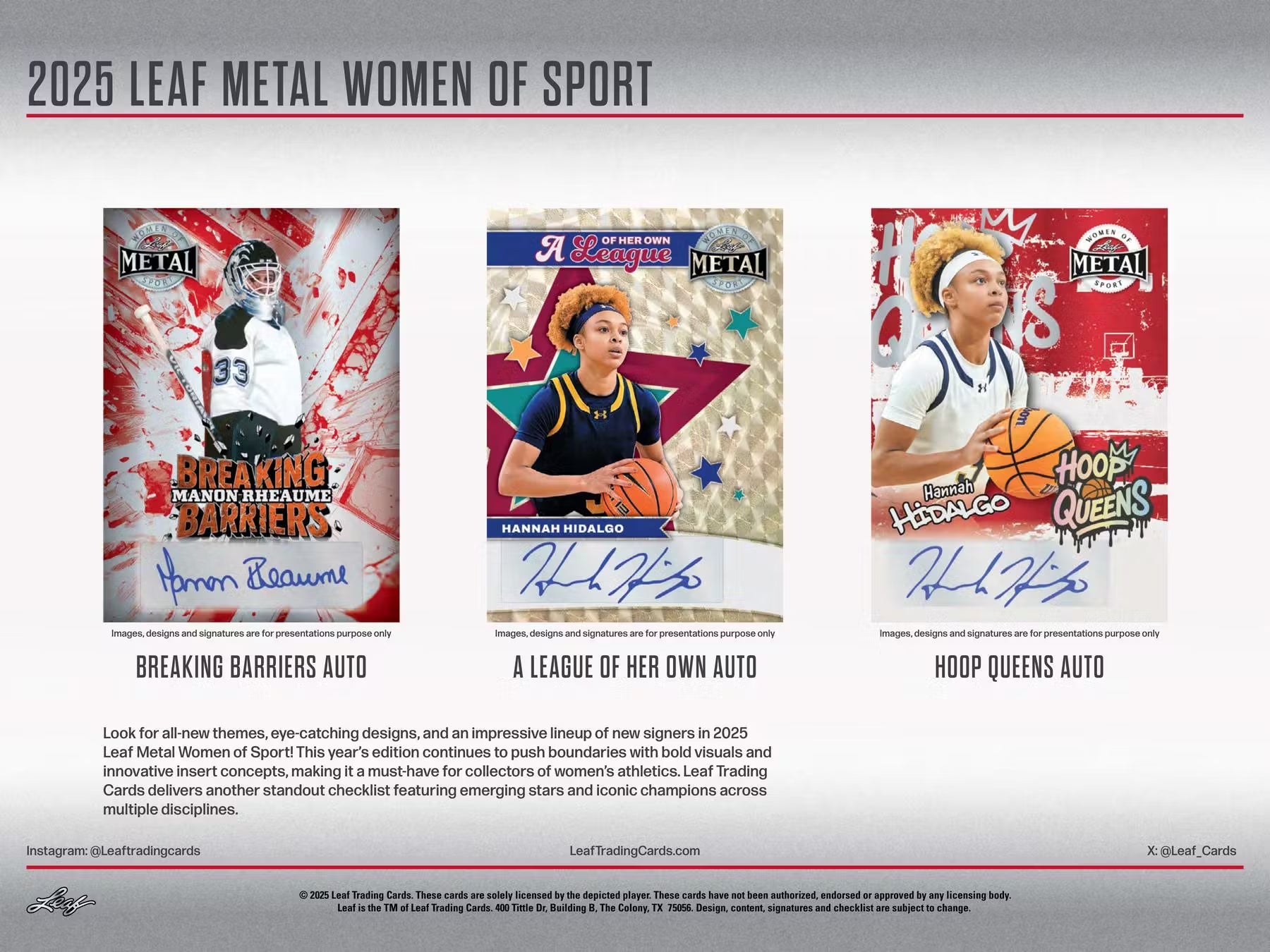 2025 Leaf Metal Women of Sport Hobby, 10 Box Case