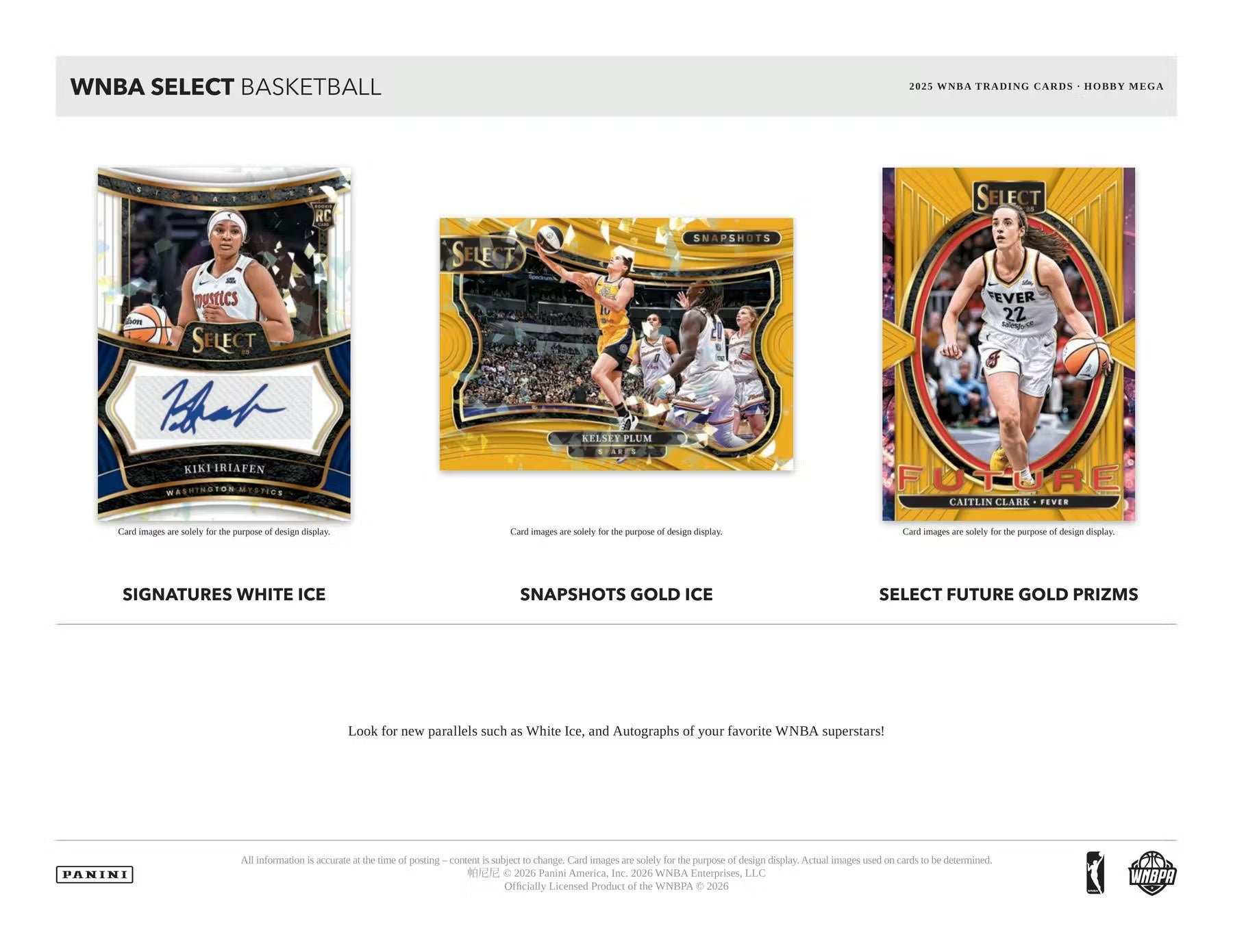 2025 Panini Select WNBA Basketball Hobby Mega, 20 Box Case (Green Ice Prizms)