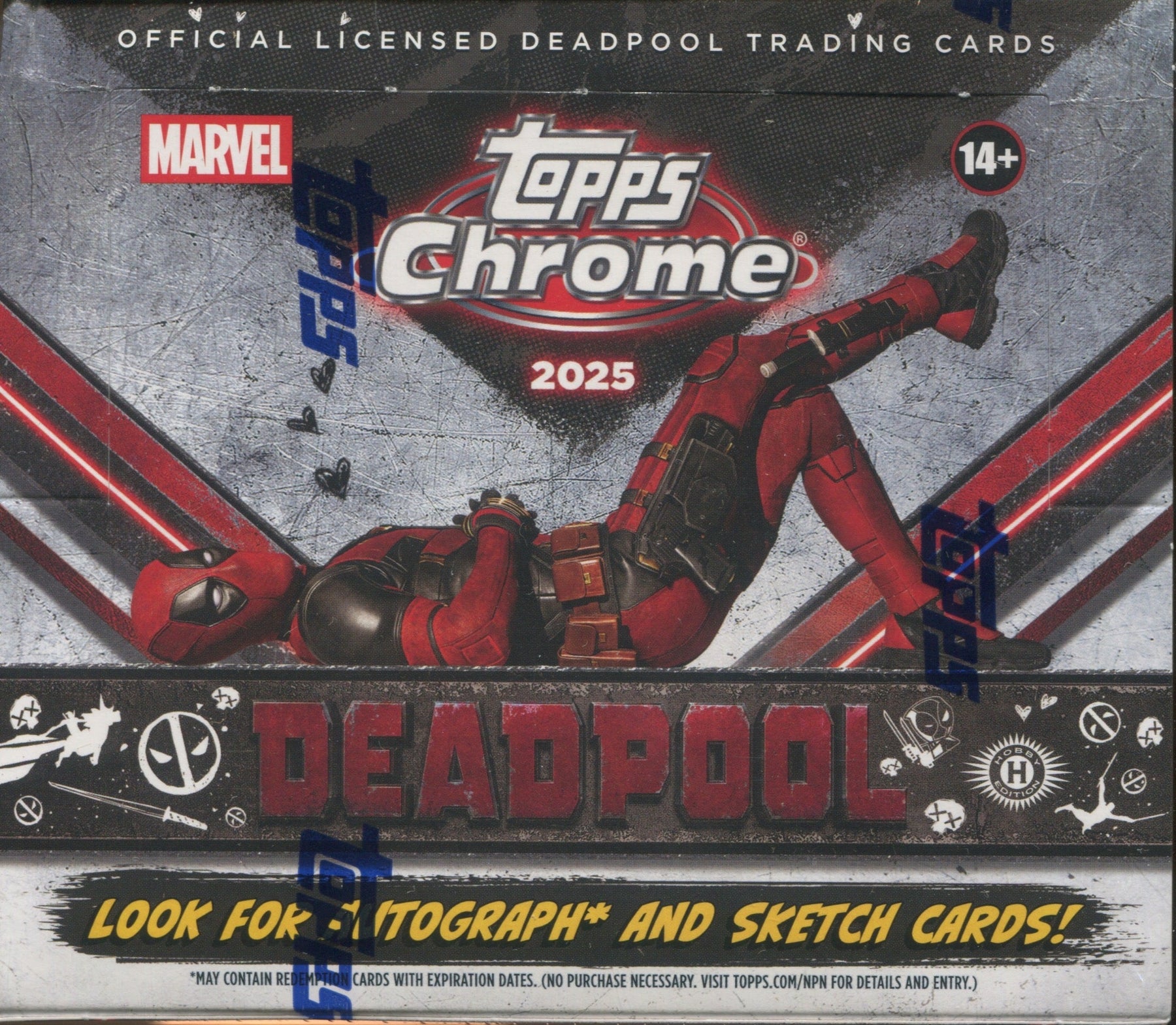2025 Topps Chrome Marvel Deadpool Hobby, 12 Box Case