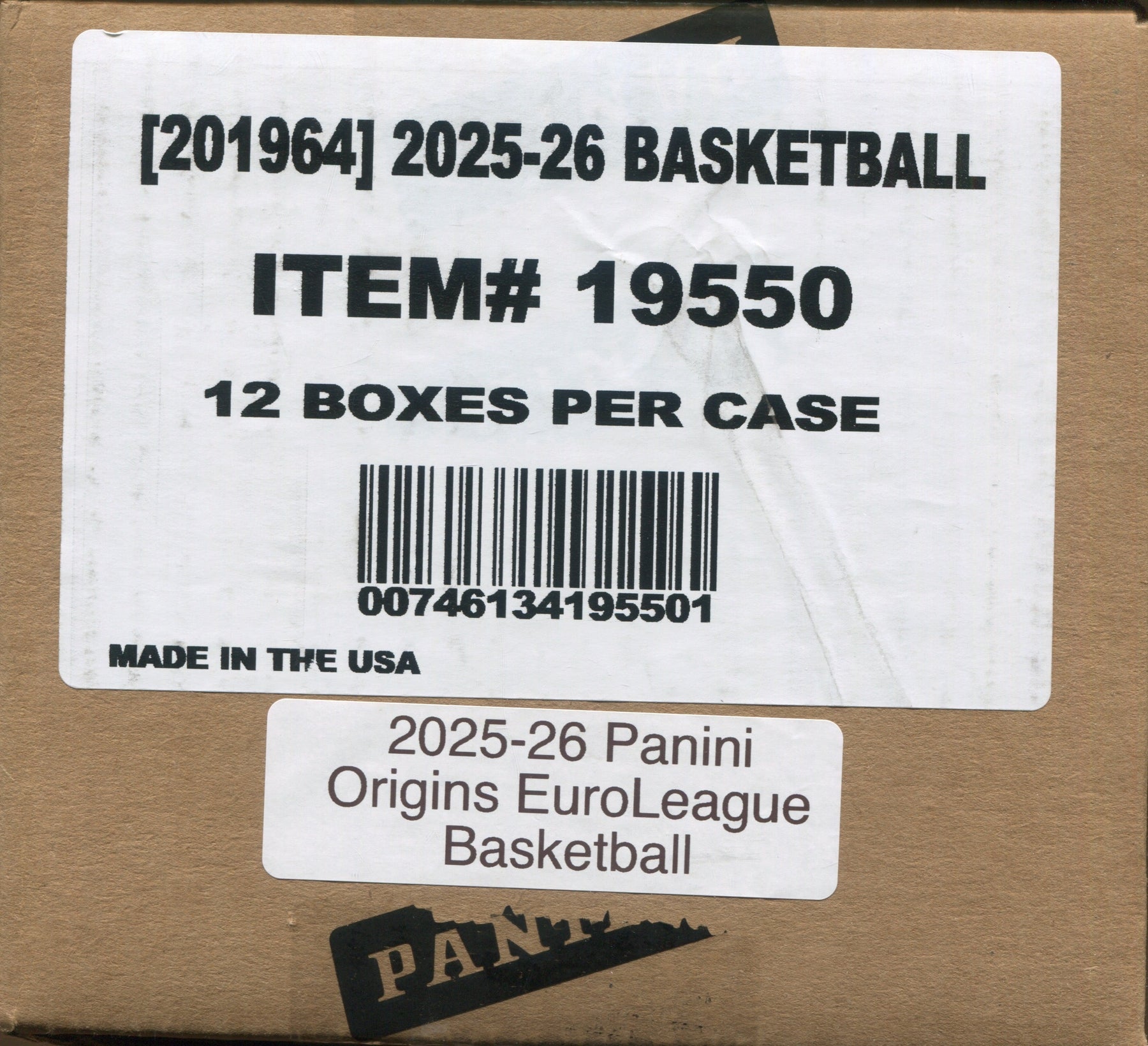 2025-26 Panini Origins EuroLeague Basketball Hobby, 12 Box Case