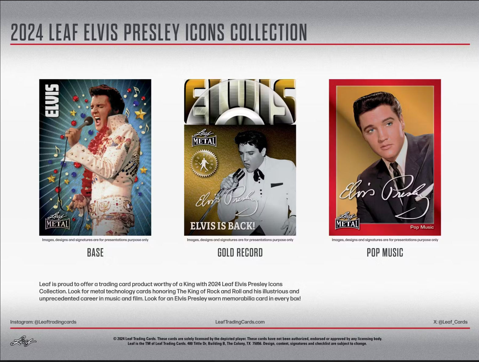 2024 Leaf Elvis Presley Icons Collection Hobby, 10 Box Case