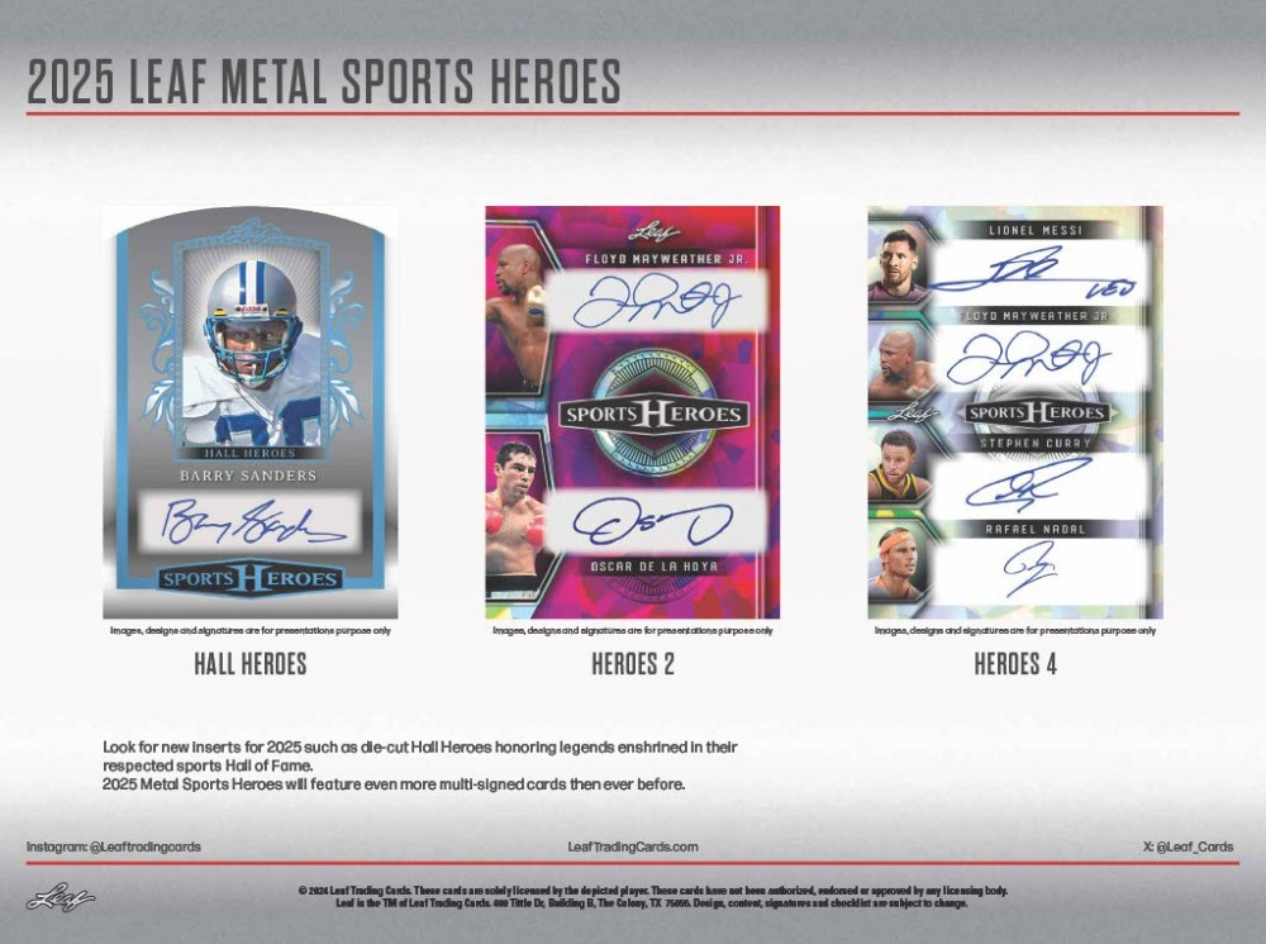 2025 Leaf Metal Sports Heroes Hobby, 25 Solo Pack Case