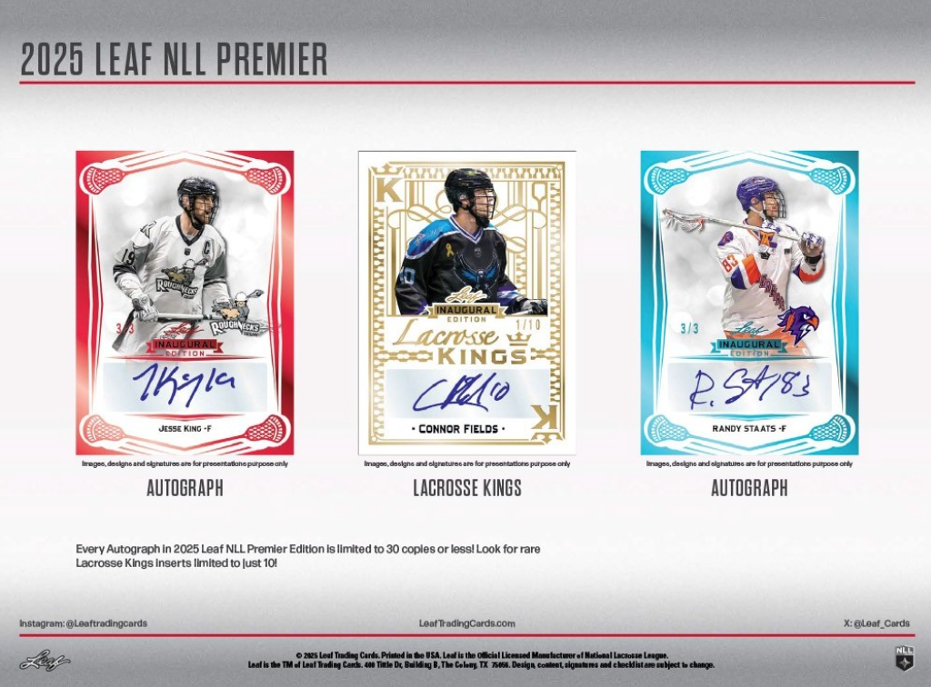 2025 Leaf National Lacrosse League Premier Edition Hobby, 12 Box Case